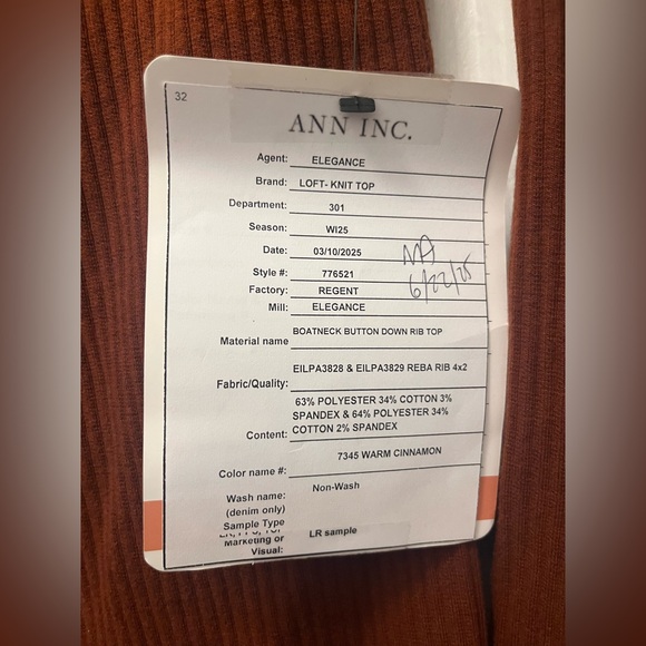 LOFT Ribbed Boatneck Button Top - Picture 7 of 7